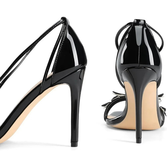 Black Lace Up High Heels Stilletos Heels for Women Fashion Dressy Heels - Picture 4 of 7